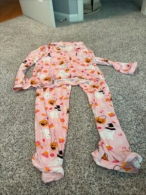 Kirklands Pink Halloween Ghost & Pumpkin Pajama Set